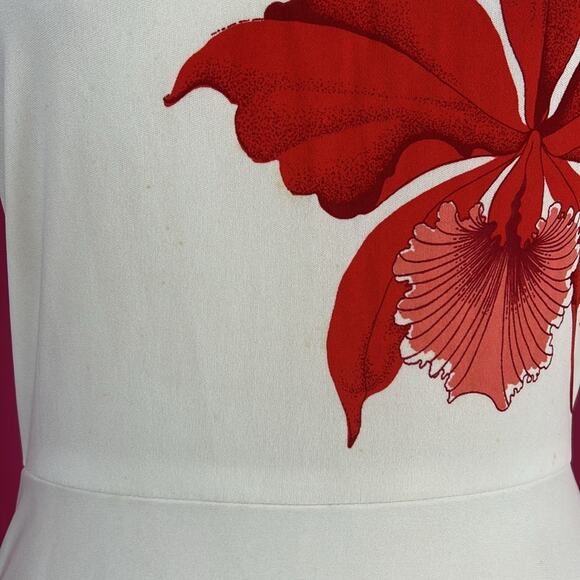 Vintage 70s Alfred Shaheen graphic print red flower maxi dress, 8 - Picture 9 of 11